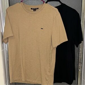 2 Michael Kors Men's Short Sleeve Tees in Tan and Black